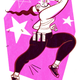 Drawing of a woman running and taking pills